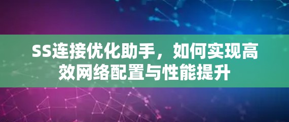 SS连接优化助手,如何实现高效网络配置与性能提升 SS连接优化助手,如何实现高效网络配置与性能提升